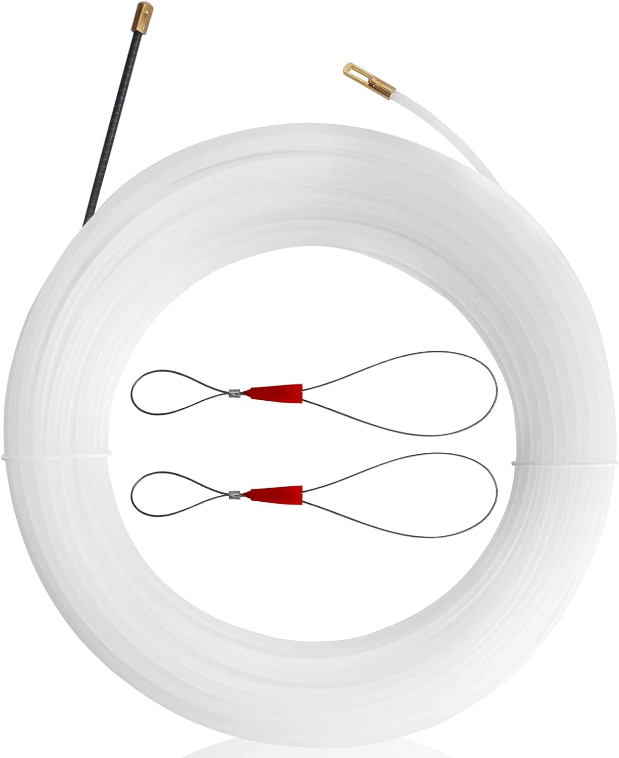 Fish Tape Wire Puller 20M Electrical Wire Threader Through Wall Cable Puller Nylon Cable Running Puller with 2 Cable Harnesses for Cable Insertion Extraction