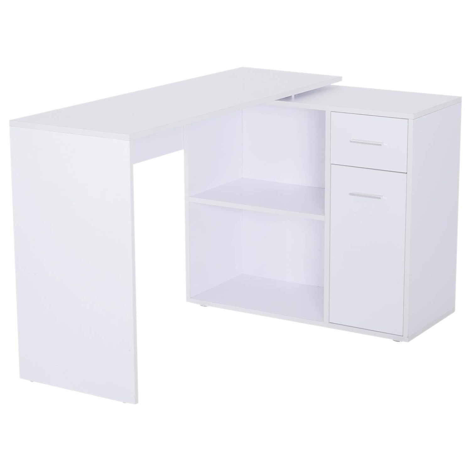 Homcom 360 Degree Rotating Corner Computer Desk L Shaped Table