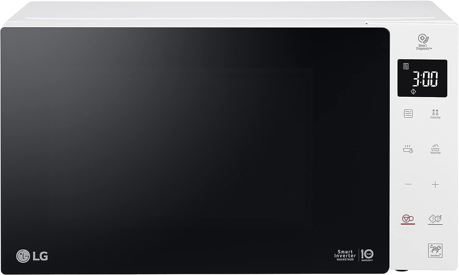 LG MS23NECBW Solo-Mikrowelle (23 L, 1000 W) mit 28 Automatikprogrammen (LED-Display, Smart Inverter Technologie, pflegeleicht), Weiß