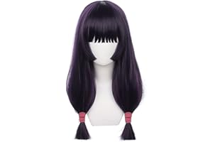 XiongXiongLe Long Purple Black Wig Cosplay Jujutsu Kaisen Iori Utahime Purple Gradient Hairs Wigs with Two Braids For Girl Boy Party Halloween Christmas(Iori Utahime)