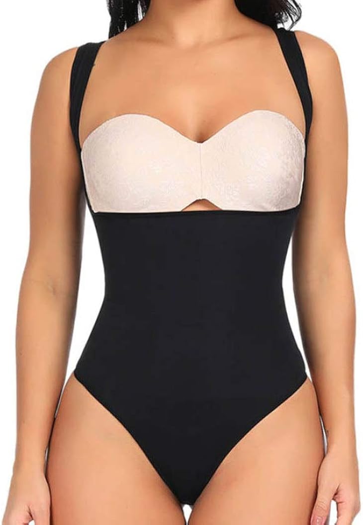 GOWINEU Seamless Body Shaper Open Bust Shapewear Firm Control Thong