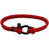 BIYONGDE Nautical Sailor Rope Wrap Bracelet Wristband Bangle Steel Screw Marine Anchor Shackles, Two-row