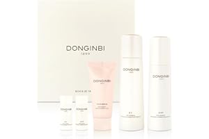 Donginbi Red Ginseng Moisturizing & Firming Skin Care Set - Hydrating Toner for Dry Skin (5.07 floz), Korean Red Ginseng Essence (4.39 floz), Firming Cream, Korean Skin Care Gifts for Women