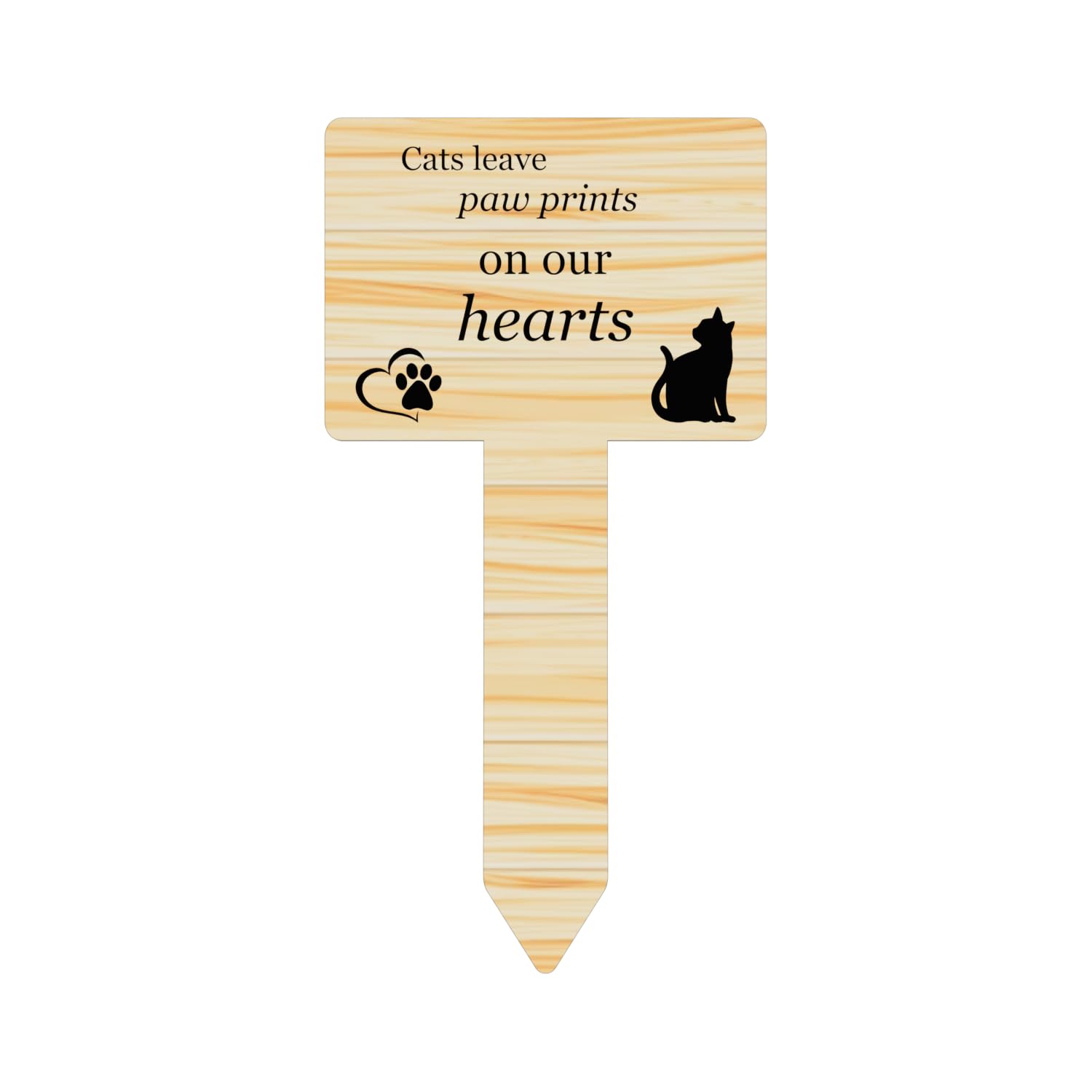 Cat Memorial Remembrance Plaque with Ground Stake - Perfect pet tribute with a choice of remembrance poems. Waterproof and hardwearing. Shipped Globally. (Paw Prints)