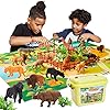 Buyger-58-Pieces-Animals-Toys-for-Kids-Zoo-Animal-Figures-Realistic-Wildlife-Toy-Activity-Play-Mat-Carry-Case-Gift-for-3-year-old-Boy-Girl BUYGER Large Size Jungle Wild Animal Figures Toys Set, Realistic Zoo Safari Figure Animal Playset with Play Mat Assemble…