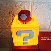 zuduoeoa Super Bros Mushroom Lamp, Question Block Night Light, Bedside Lamp with Game Coin Sound Effect, for Children's Room Decoration, Birthday Gifts for Boy Girls Kids