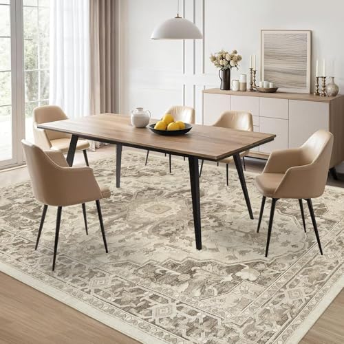 Homcomodar Teppich Wohnzimmer 200x300cm Vintage Teppich Schlafzimmer Kurzflor Boho Teppiche Waschbarer Wohnzimmerteppiche für Wohnzimmer Kinderzimmer(