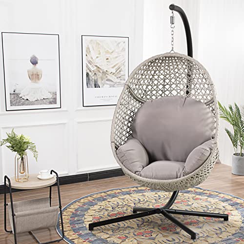 PRIVATE GARDEN Large Hanging Egg Chair with Stand Upgraded Wicker Egg