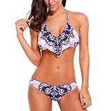 Ekouaer Women's Halterneck Top and Sexy Triangle Bottom Bikini Set Swimsuit