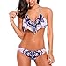 Ekouaer Women's Halterneck Top and Sexy Triangle Bottom Bikini Set Swimsuit