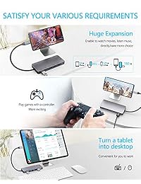 USB C Hub, USB 11 en 1 tipo C Hub Adapter, 4K USB C a HDMI, SDXC TF lector de tarjetas, 2 puertos USB 3.0, 3 puertos USB 2.0 para MacBook Pro 2018, Chromebook, XPS, Nintendo Switch y portátiles tipo C