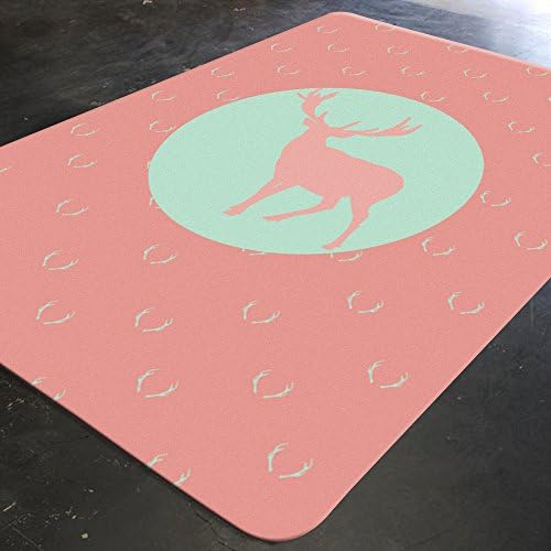 HawkerPeddler Nursery Decorative Cute Baby Soft Colorful Bedroom Pink Deer Animal 5ft x 4ft Thin Rug