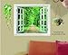 Sonline Huge Window 3D Green View Flowers Plant Wall Stickers Art Mural Decal Wallpaper