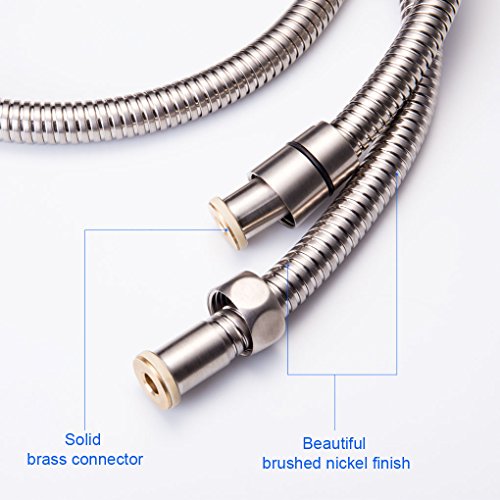Charmingwater 70 Inch Shower Hose, Long Double Stainless Steel Replacement Shower Hose with Brass Fittings, Brushed Nickel