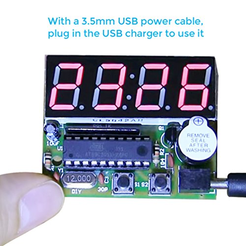 WHDTS 0.56" C51 4 Bits Digital Red LED Electronic Clock AT89C2051 Chip DIY Kits Learning kits
