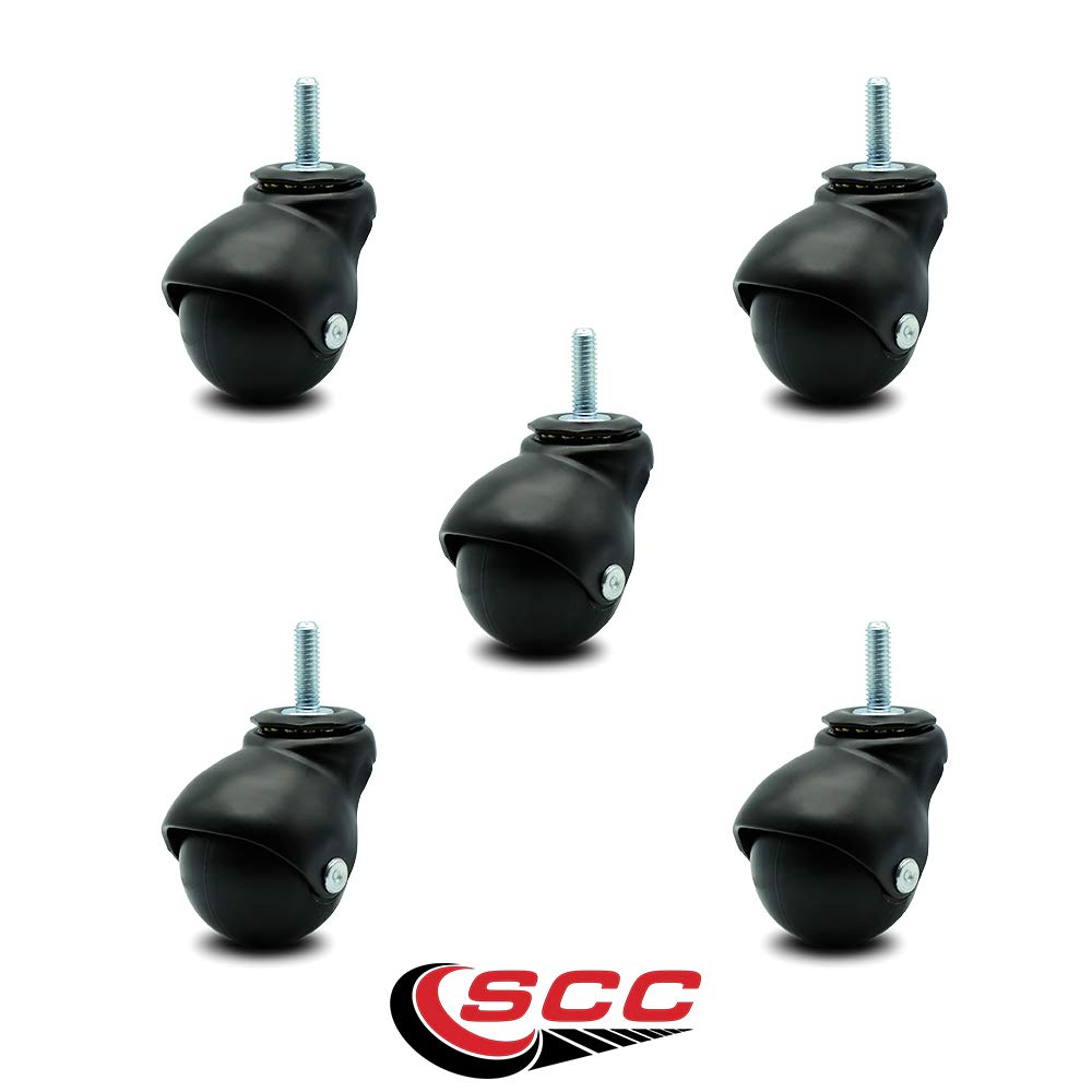 Service Caster Flat Black Hooded 2 Inch Swivel Ball Casters with 5/16