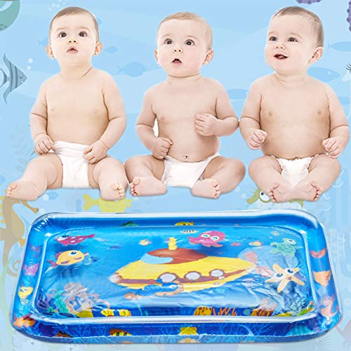 TEPSMIGO Tummy Time Water Mat, Baby Toys for 3, 6, 9, 12 Months - Inflatable Water Play Mat for Baby Infants for Sensory Development, Visual Stimulation Toy 26 x 20 inches
