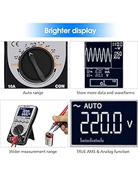Multímetro osciloscopio Liumy. Multímetro osciloscopio profesional portátil LED de 200 ksps A D, con función automática de forma de onda, voltaje corriente DC AC, prueba de resistencia con retroiluminación