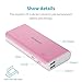 ROMOSS Sense 4 10400mAh Power Bank, 2-Port External Battery Packs Portable Charger with 2.1A / 1A Output Power LED Indicator for iPhone 7 / 7Plus, iPad, Samsung Galaxy S7 and More - Pink