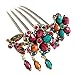 Voberry Fashion Women Hair Accessory Retro Rhinestone Petal Tuck Comb Hair Fork 1 Pcs (C)