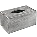 MyGift Distressed Gray Wood Rectangular Facial Tissue Box Cover Holder with Easy Refill Slide Out Bottom