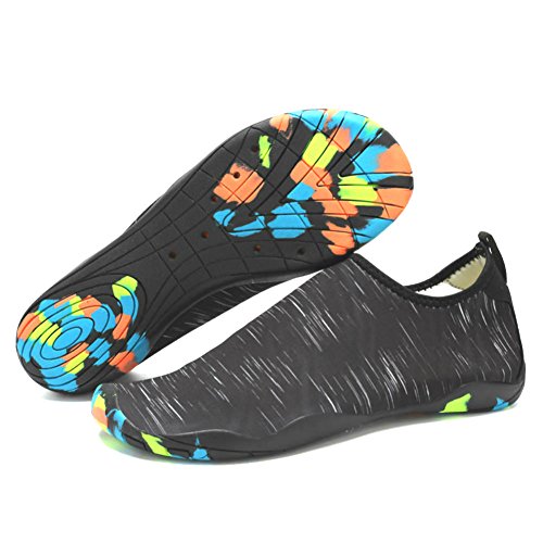 Lxso Men Women Water Shoes Multifunctional Quick-Dry Aqua Shoes Lightweight Swim Shoes with Drainage Hole (7.5US-women/6US-men=EU/FR 38, Black)