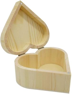 yyuezhi Joyero de Madera en Forma de Corazón Regalo de Bodas Corazón Caja de Madera con