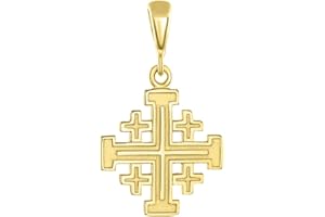 JEWELRY AMERICA Solid 14K Yellow Gold Crusaders Jerusalem Cross Pendant