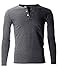 FLATSEVEN Men's Slim Fit Casual Long Sleeve Henley T Shirt (THL100) Charcoal, L