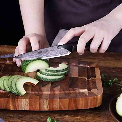 5 inch Damascus Utility knife by Findking-New Design Cheetah series-9CR18MOV damascus steel w/ebony wood handle