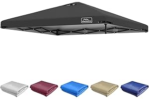 KAMPKEEPER 10x10 Replacement Top Pop Up Canopy Tent Top Cover Roof with Air Vent and Adjustable Elastic Strap, Polyester UV Waterproof for Outdoor Garden Patio Pavilion Sun Shade(Top Only) (Black)