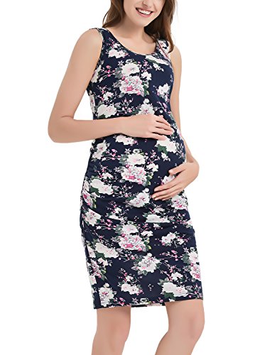 Floral Maternity Dress Sleeveless Midi Bodycon Tank Dresses For Pregnant |  Desertcart Fiji