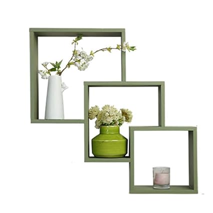 Amazon Com Wooden Wall Shelf Green Wall Rack Tv Wall Decoration