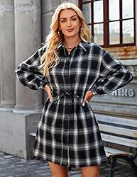 Blooming Jelly Womens Plaid Dress Flannel Puff
