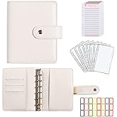 A7 Budget Binder Set - Mini Money Organizer for Cash Saving, Cash Stuffing Envelope System, Planner Binders with Pockets, Sheets and Stickers, Beige