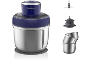 Joydeem JD-376B Electric Food Processor,Meat Grinder with Garlic Peeler,Vegetable Fruit Chopper with 3 Stainless Steel Bowls,Blue