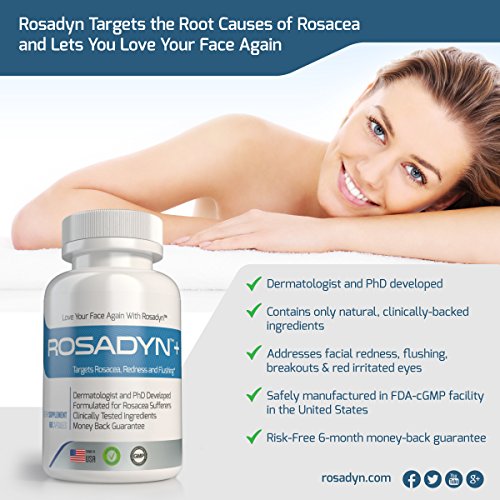Rosacea Treatment Supplement by Rosadyn Relief for Face & Nose Redness, Acne and Red Eyes