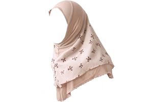 JOIZPAPA Girls Muslim Hijab Double Layer Head Scarf Kids Islamic Arab Scarf Shawls Head Wrap