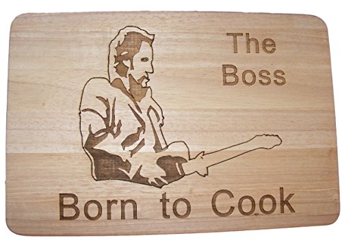 Bruce Springsteen The Boss Born to Cook Gift Wooden Chopping Cutting Cheese Board Place Mat Cooking Baking Present