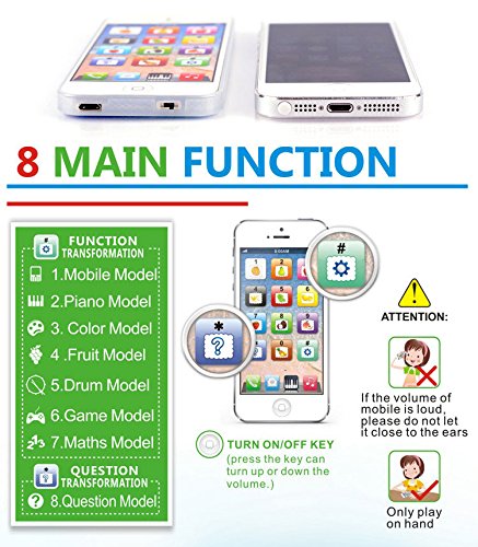 Cooplay Yphone 1:1 Music Phone Toy Y-Phone Animal Touch Screen Phone Learning Fruits English Educational Mobile Study Best Gift Prize for Baby Kids Children (Black)