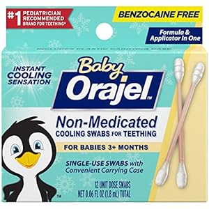 Orajel Baby Daytime Cooling Swabs for Teething, Drug-Free, 1 Pediatrician Recommended Brand for Teething*, 12 Swabs in…