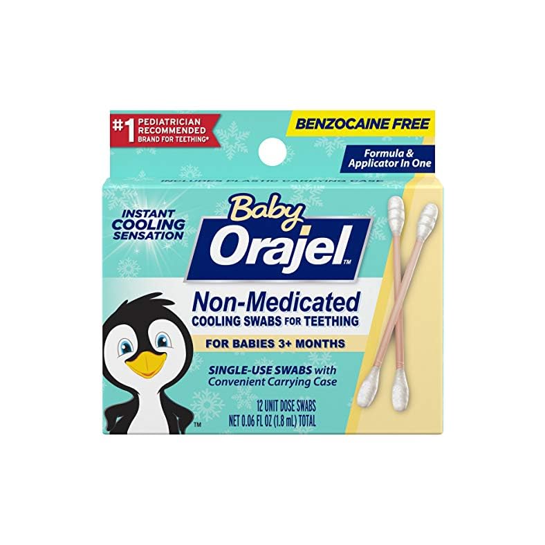 Orajel Baby Daytime Cooling Swabs for Teething, Drug-Free, 1 Pediatrician Recommended Brand for Teething*, 12 Swabs in…