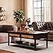 VASAGLE Wooden Coffee Table with 2 Drawers, Rustic Cocktail Table with Solid Wood Legs and Storage Shelf, Easy to Assemble, for Living Room, Office, Reception, Light Maple and Dark Walnut ULCT11CY