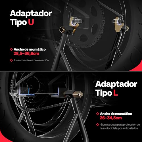 SPECSTAR Universal Motorcycle Lift Stand for 400kg Capacity Front Rear Wheels Lifting Combo with U+L Adjustable Swingarm Reel Heavy Duty Paddock Stands