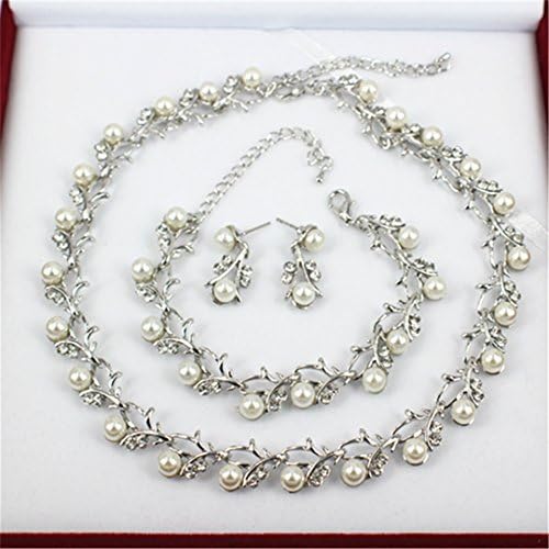 Imitation Pearl Necklace Gold-Color Jewelry Set For Women Clear Crystal Elegant Party Gift Fashion Costume 5