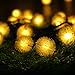 LuckLED Christmas String Lights, Chuzzle Ball 23ft 50 LED Solar String Lights, Xmas Decorations for Indoor and Outdoor Home Garden Patio Wedding Holiday Halloween Warm White