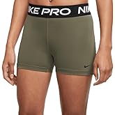 Nike Women's Pro 3" Training Shorts (US, Alpha, Medium, Regular, Regular, Medium Olive/Black)
