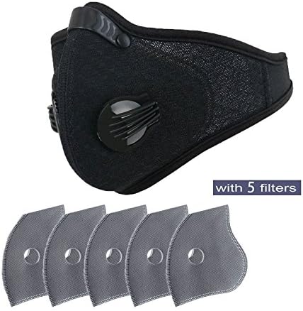 XiaLisi Dustproof Mask Activated Carbon Dust Masks with Extra Filter Cotton Sheet and Valves for Exhaust Gas Anti Pollen Allergy PM2.5 Running Cycling Outdoor Activities