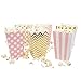 Chloe Elizabeth Mini Popcorn & Candy Favor Boxes for Birthday, Bridal and Baby Shower, All Parties & Events in Polka Dot, Chevron, and Striped Assorted Designs, 36 Count (Pink, Gold)