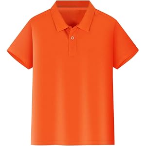 HBDHEJL Boys Girls Plain Polo Shirts Lapel School Uniform Blouse Button Closure Breathable Loose Casual Soft Stretch Tees